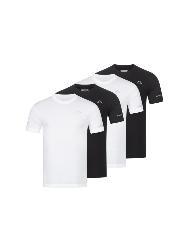Kappa Kappa 4er Pack Herren-T-Shirt Basic mit Rundhals Ausschnitt in 2xWeiß 2xSchwarz günstig kaufen