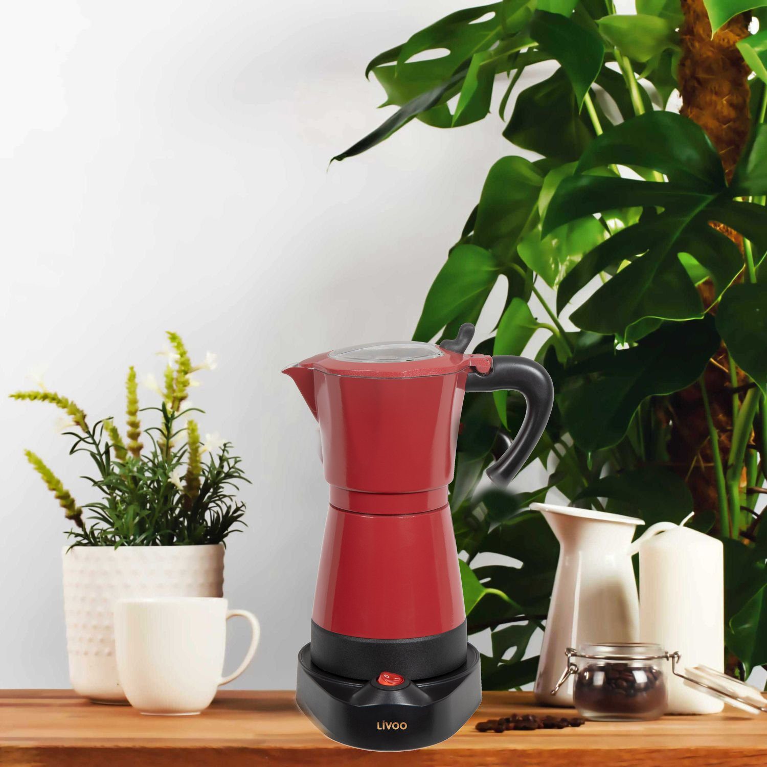 LIVOO Espressokocher LIVOO Espressokocher Elektrisch 6 Tassen Espresso Espressokanne 300ml