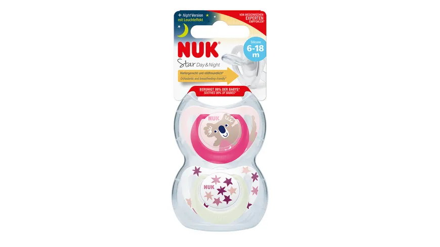NUK Schnuller Star Day & Night Silikon 6-18 Monate