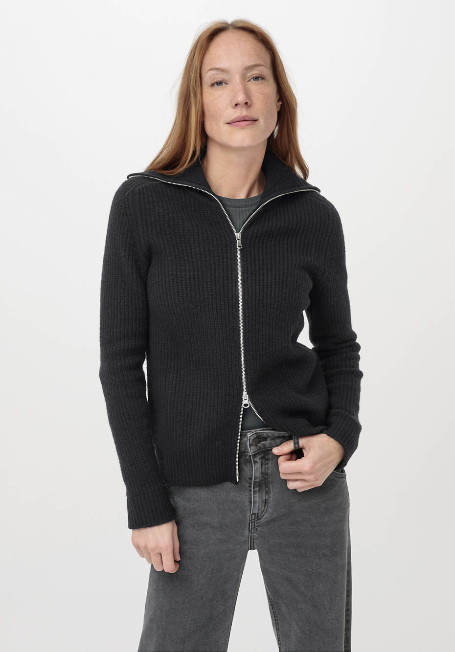 Strickjacke aus Bio-Merinowolle mit Kaschmir