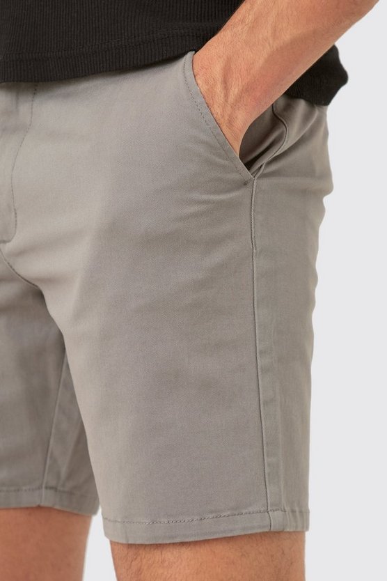 Graue Skinny Chino-Shorts