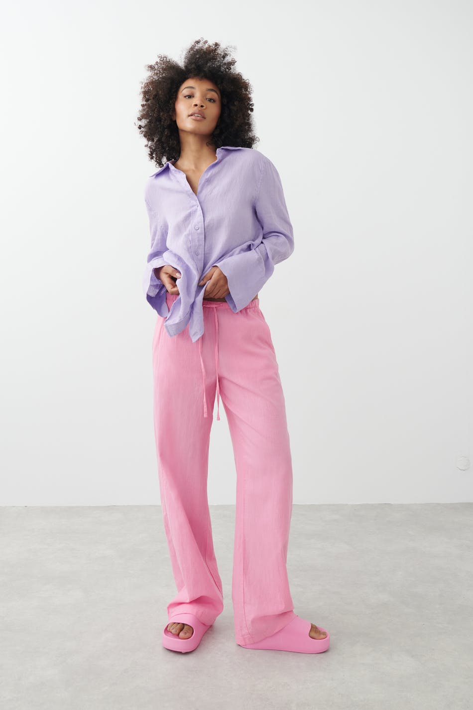 Linen blend trousers