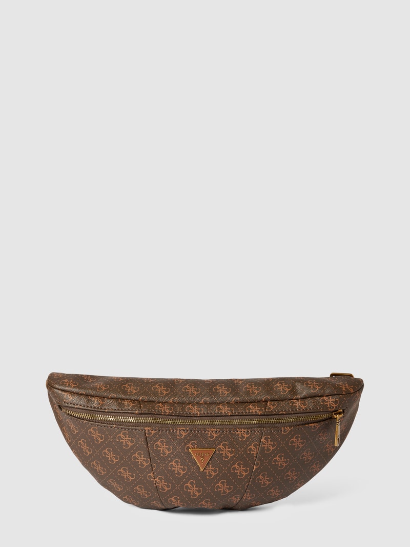 Bauchtasche mit Allover-Logo Modell 'VEZZOLA' in cognac