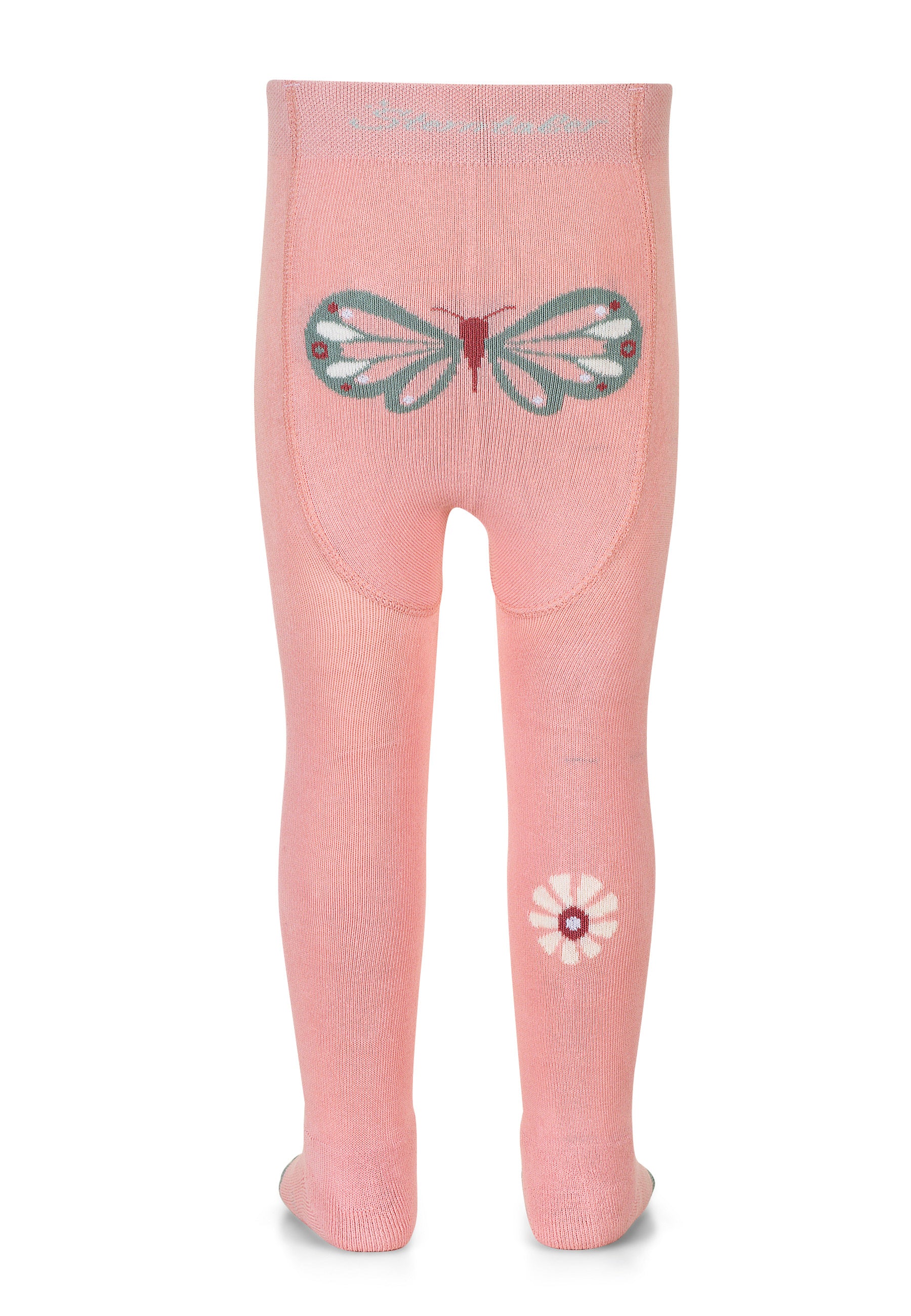 Krabbelstrumpfhose Blumen in zartrosa mit Po-Motiv