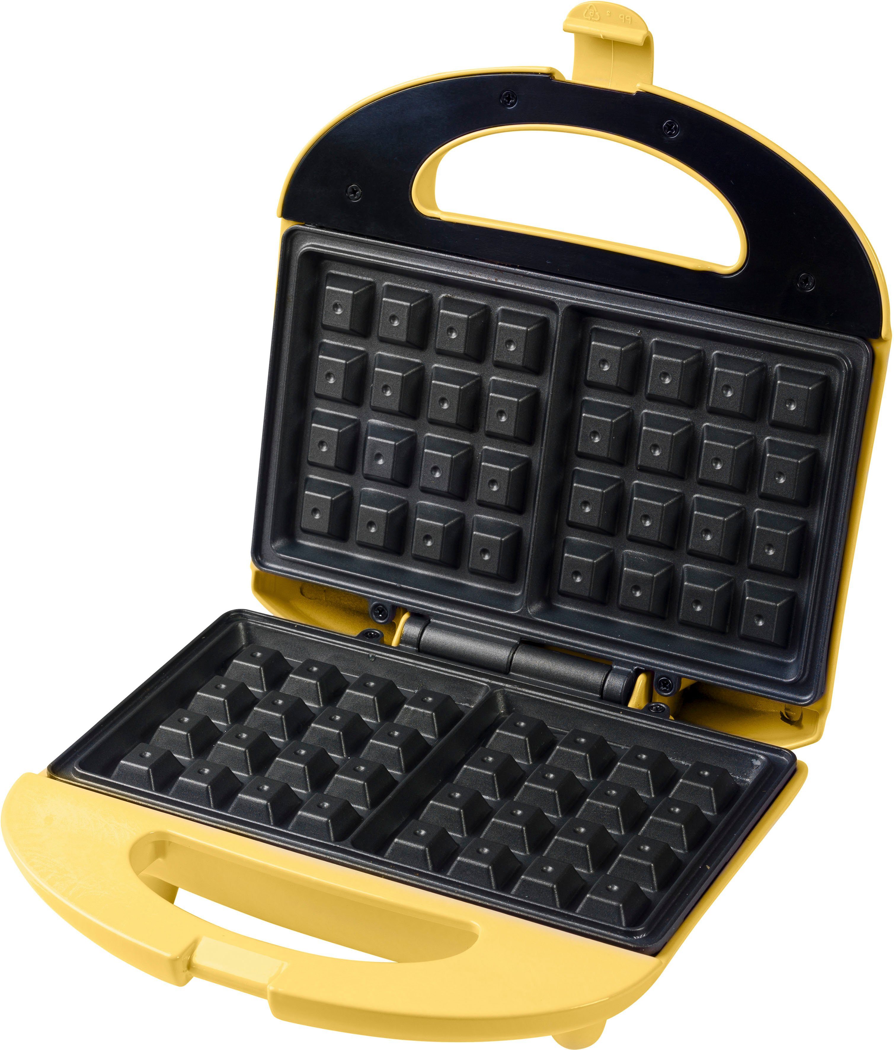 bestron Waffeleisen ASW401V Brüsseler Waffeleisen im Retro Design, 700 W, mit Antihaftbeschichtung & Backampel, Gelb