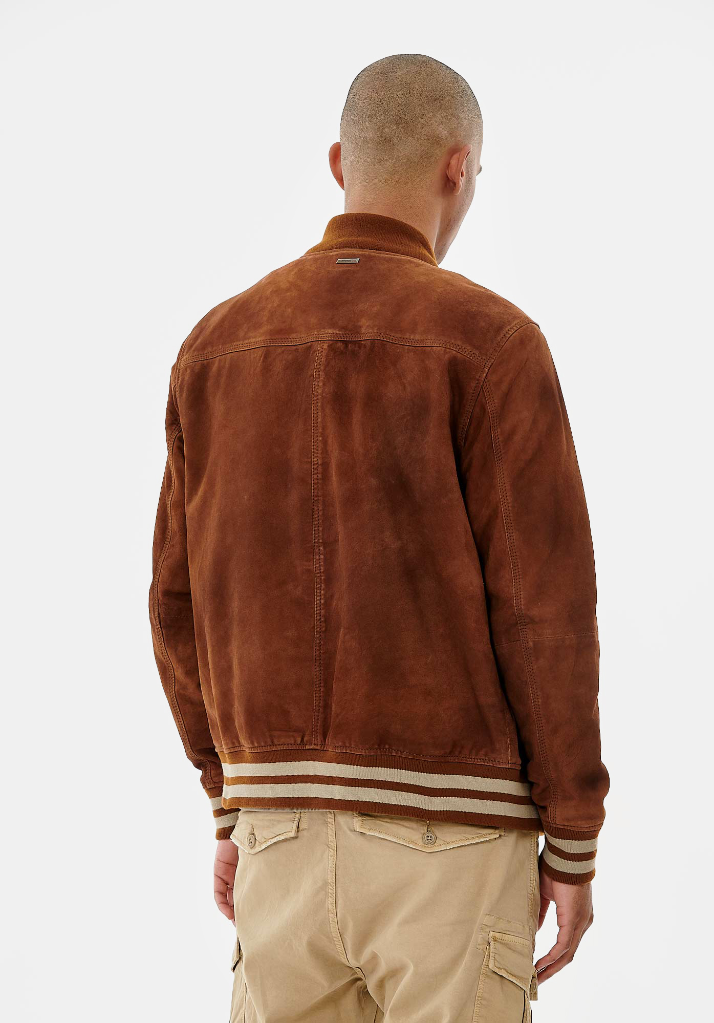 NAVAR  Blouson en cuir marron Homme