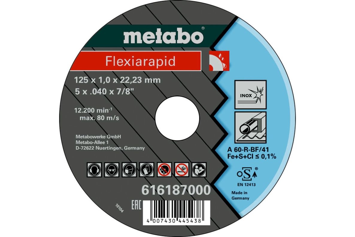 Metabo Tillbehör 616187000 Kapskiva Ø 125x1,0x22,2mm Rostfritt stål Flexiarapid