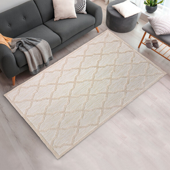 Teppich Orient Rautenmuster, creme, 120 x 170 cm