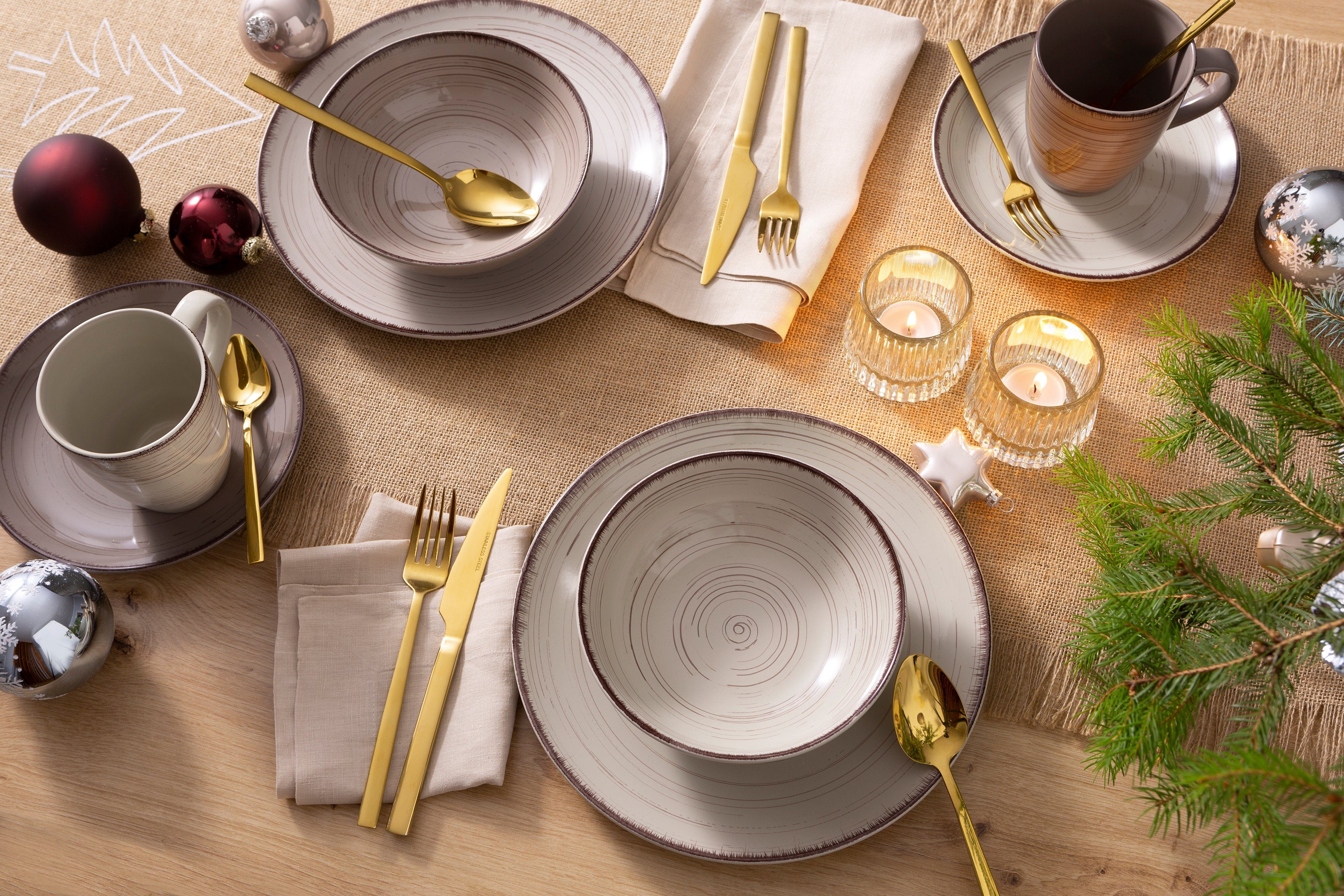 Home affaire Besteck-Set Colmar, Edelstahl 18/10, PVD gold glänzend, 30 Teile