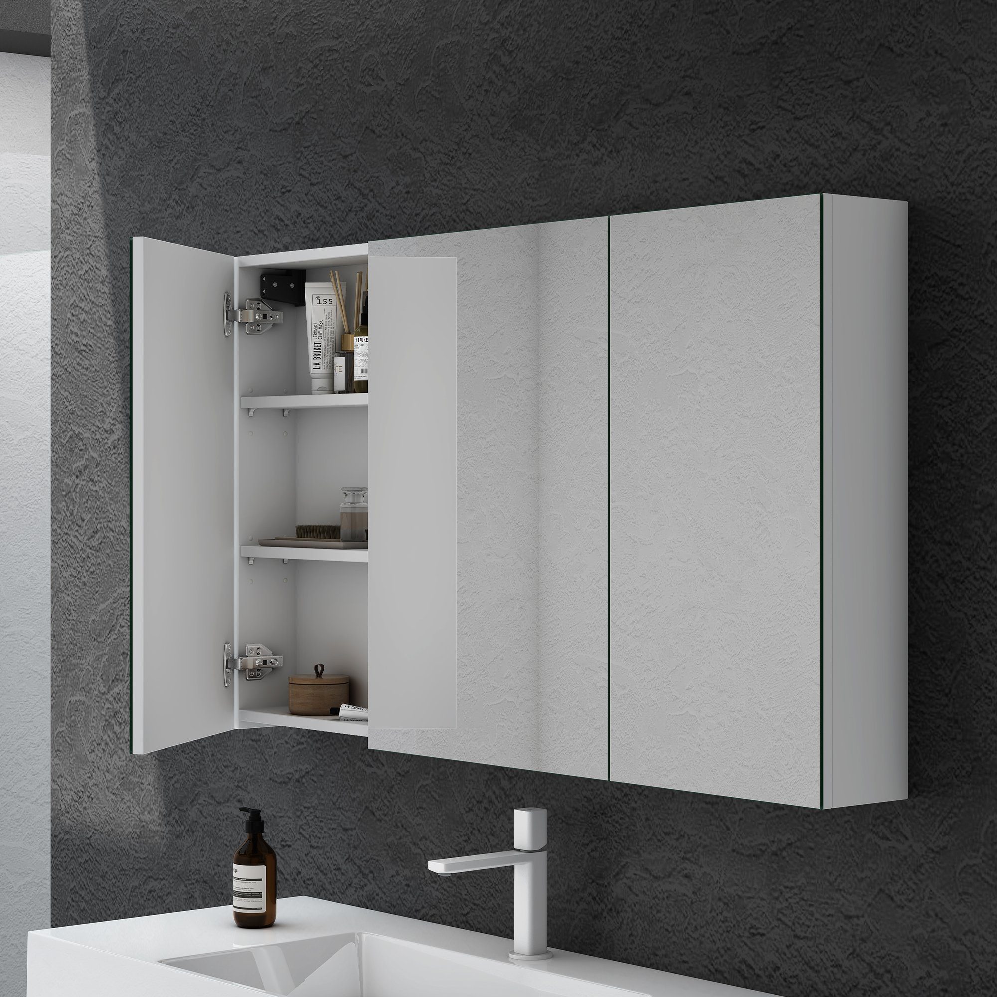 doporro Badezimmerspiegelschrank Wandchrank Aufbewahrungsschrank Badezimmer Spiegelschrank02