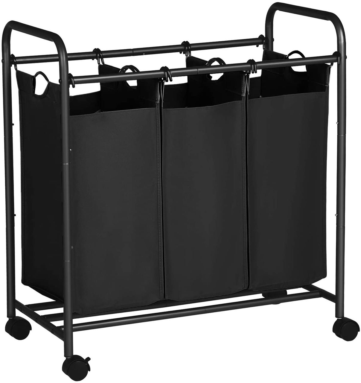 Songmics Wäschekorb auf Rollen, 3 x 44 Liter