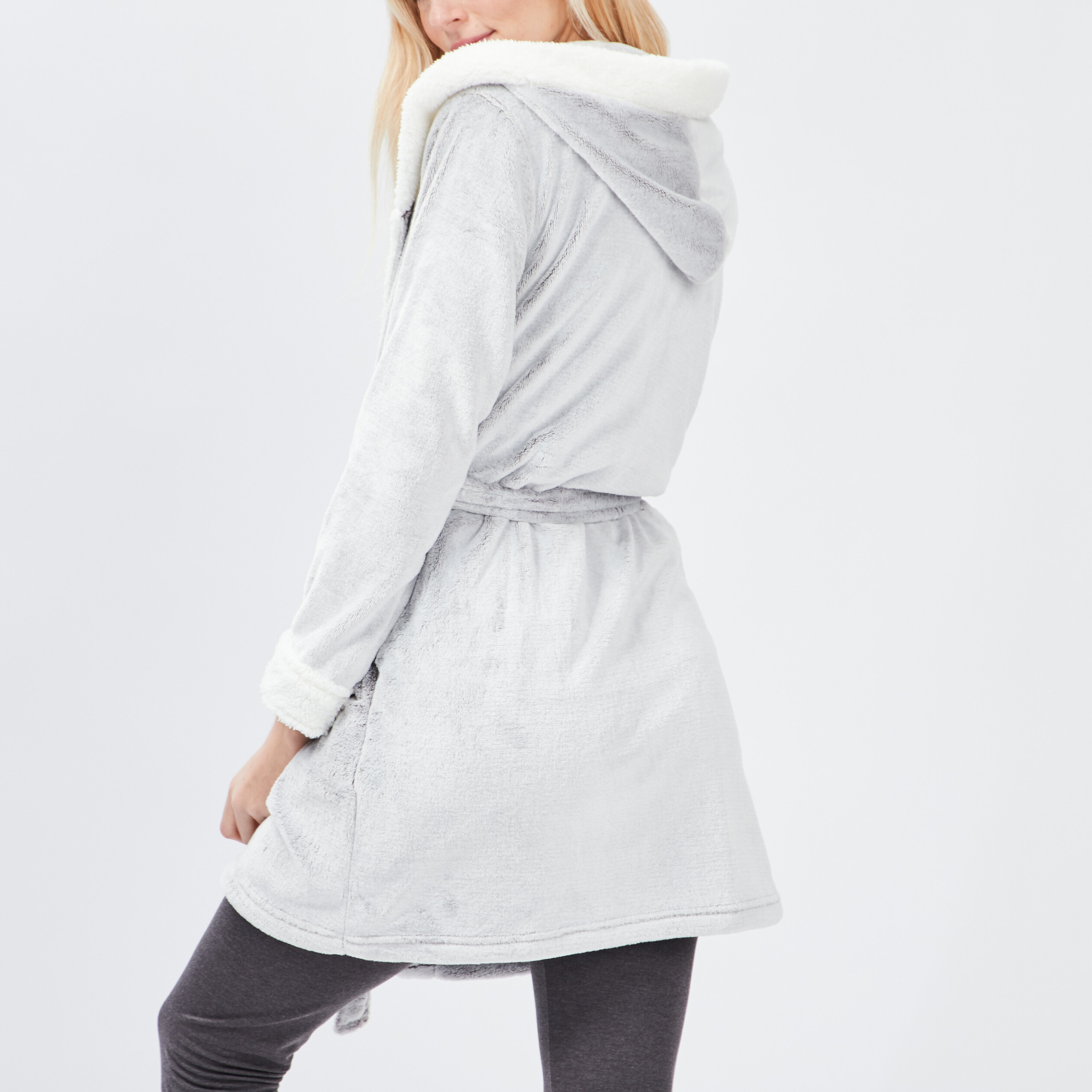 Peignoir à capuche taupe femme | La Halle