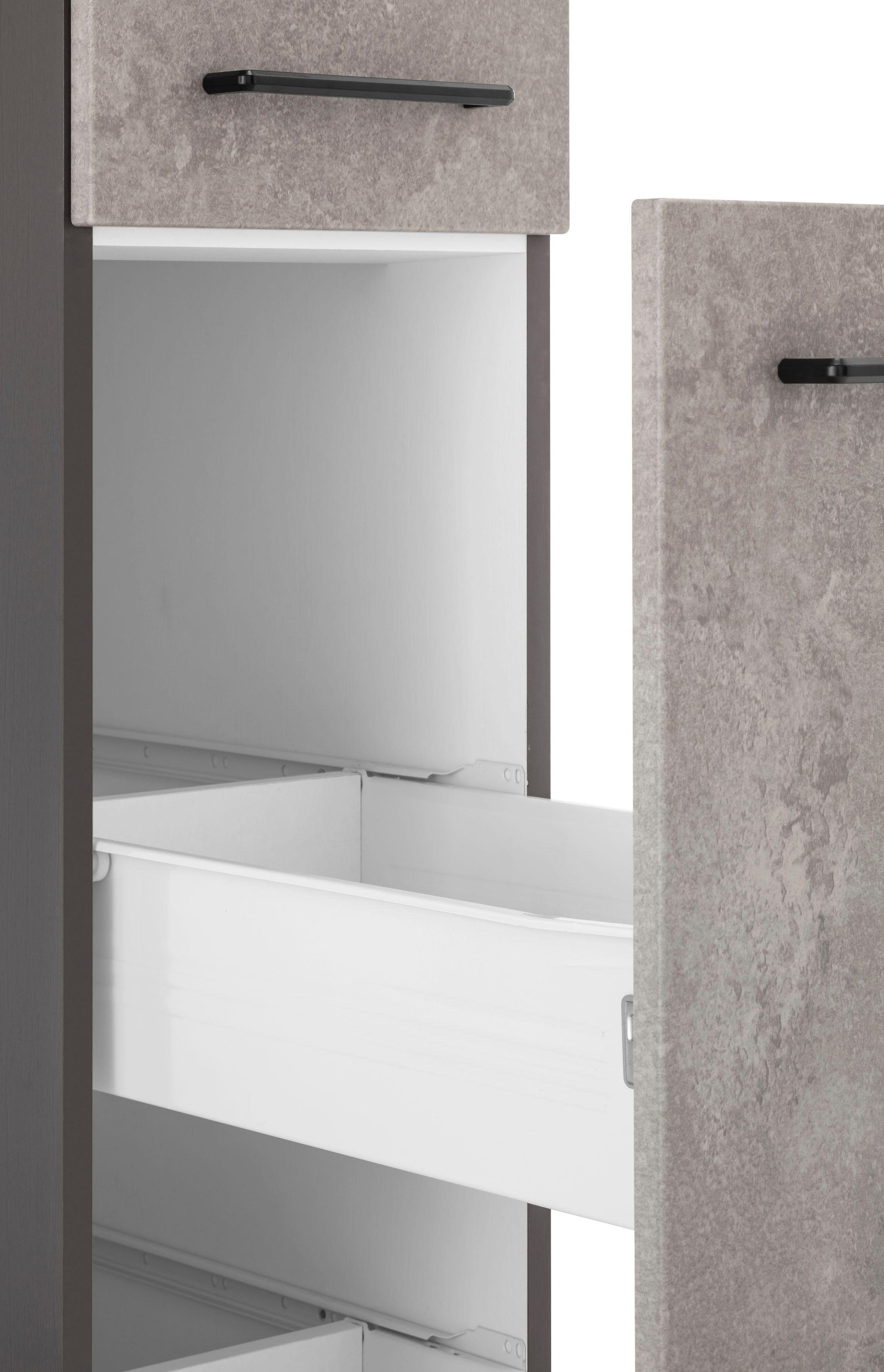 HELD MÖBEL Küchenzeile Tulsa, mit E-Geräten, Breite 380 cm, schwarze Metallgriffe, MDF Fronten