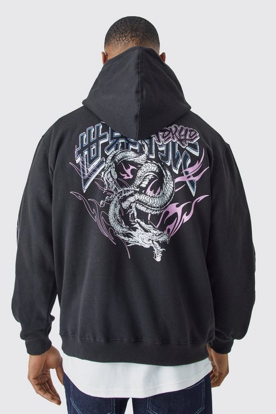Oversize Hoodie mit Drachen-Print