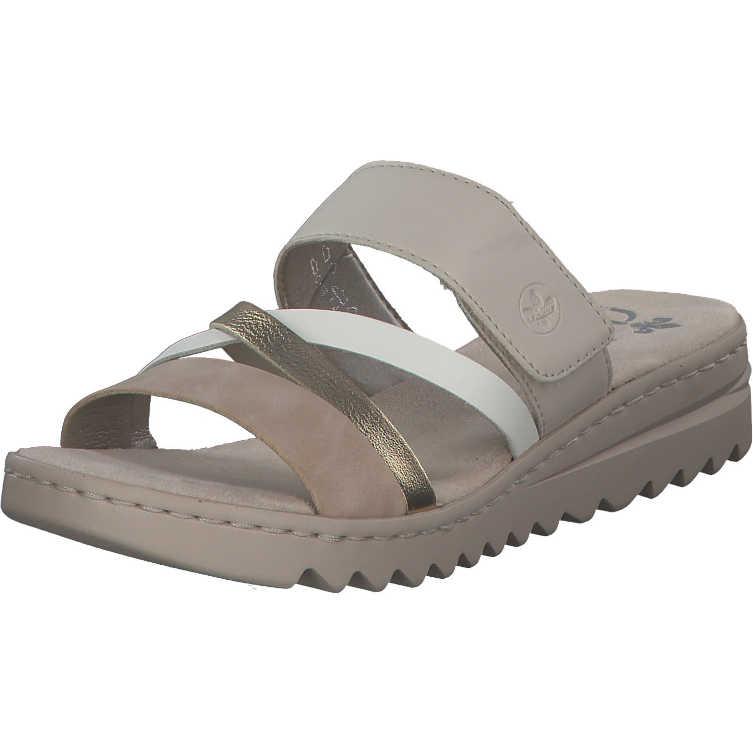 Rieker V4652, Plateau-Pantoletten, Damen, altrosa/lightgold/offwhite/per