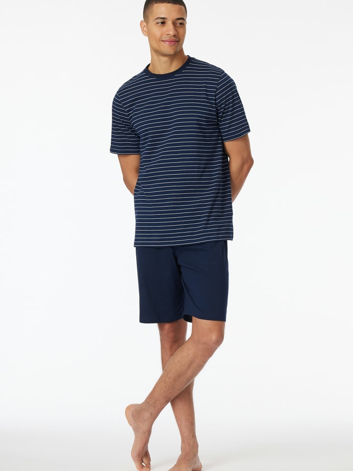 Schiesser Pyjama Schlafanzug kurz - Casual Essentials in Admiral günstig kaufen