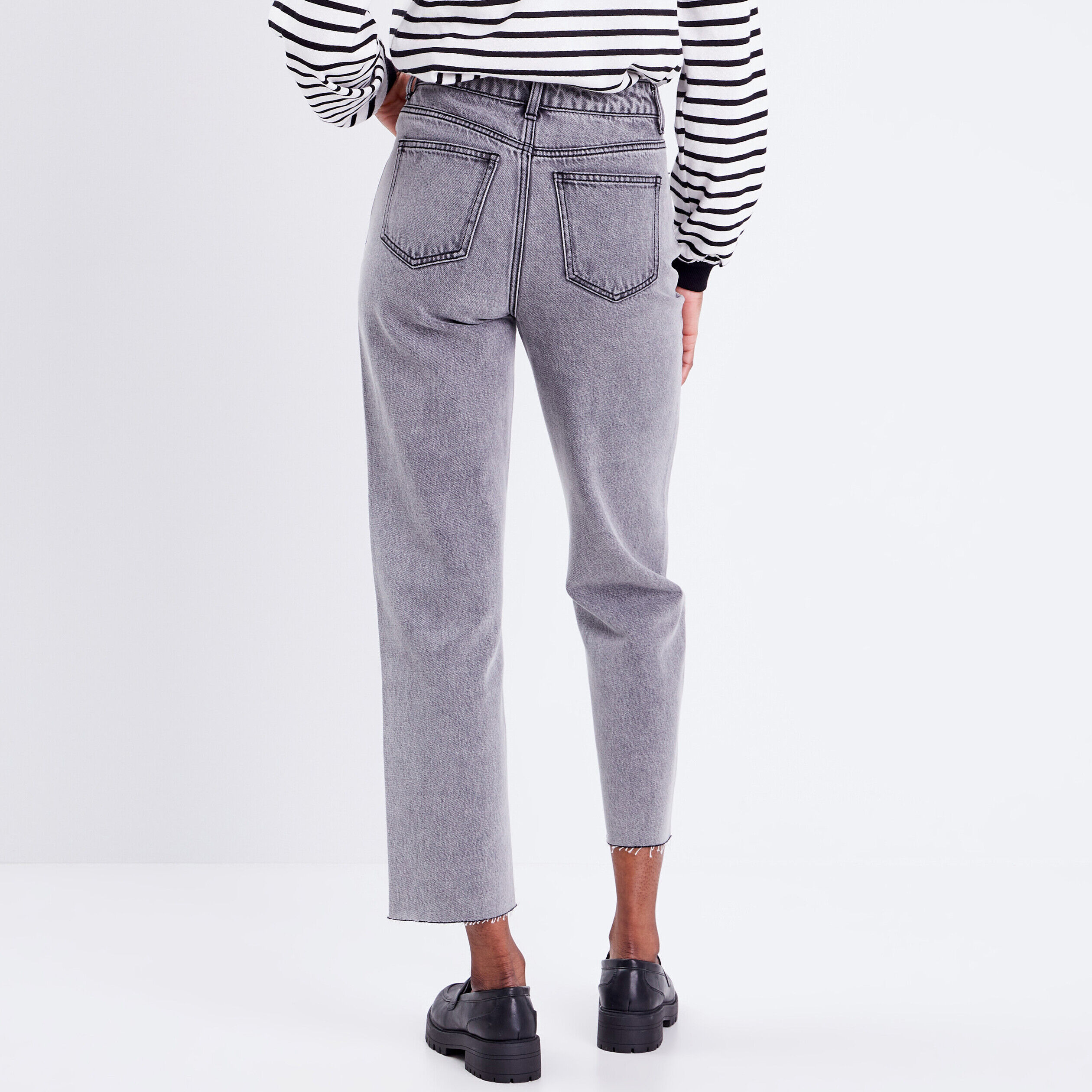 Jeans regular taille haute denim gris femme | Cache Cache