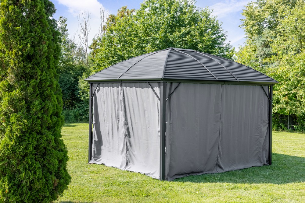 CHILLROI Aluminium XL Pavillon, Terrassenüberdachung, Gartenpavillon, ca. 3 x 3,6 m