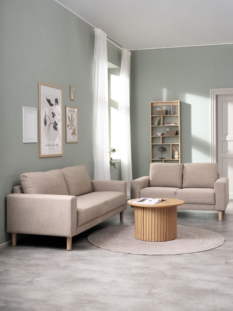 EGENSE Sofa EGENSE 2-osobowa tkanina piaskowa/kolor dębu
