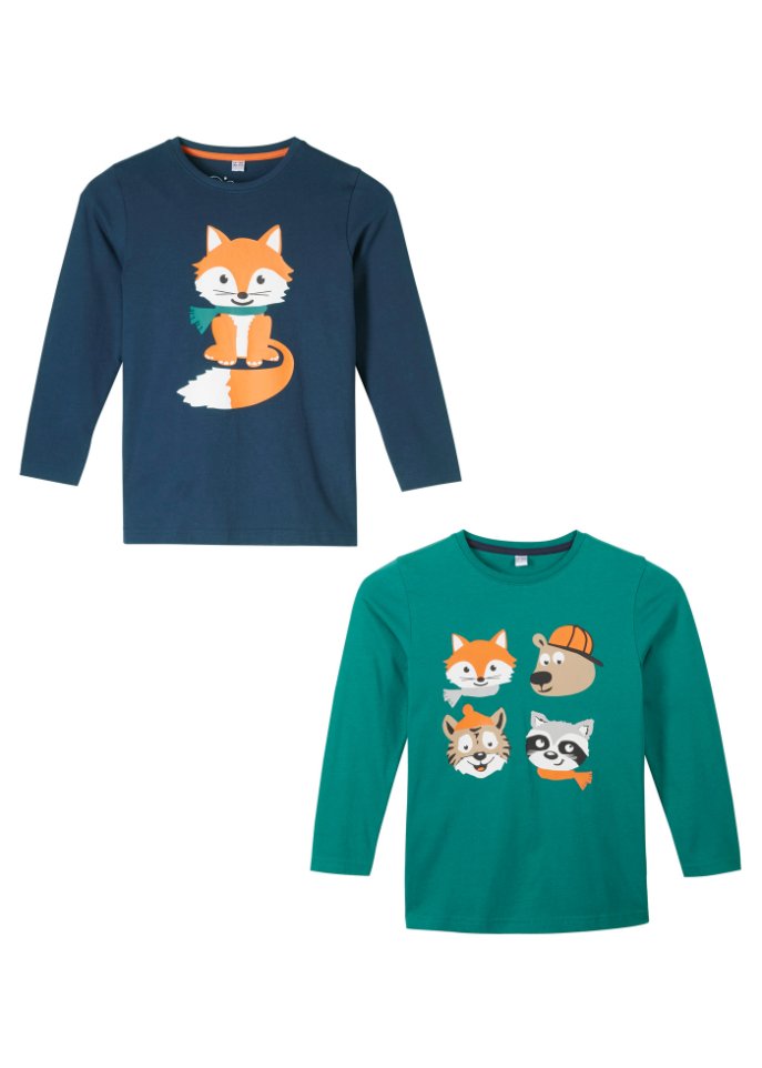 Jungen Langarmshirt aus Bio Baumwolle (2er Pack)