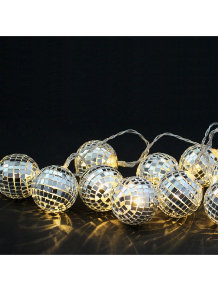 SATISFIRE LED Lichterkette Diskokugel 10 kleine Spiegelkugeln L: 1,35m in silber günstig kaufen onesize