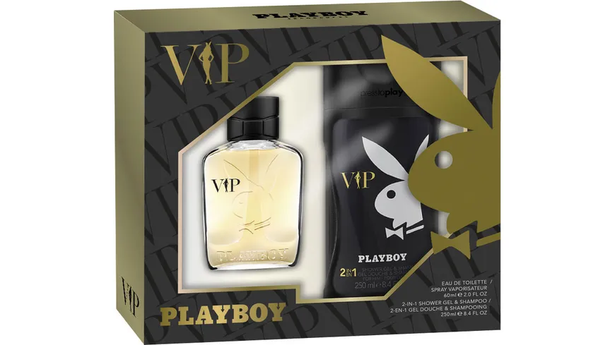 PLAYBOY Vip Eau de Toilette & Duschgel & Shampoo Geschenkpackung