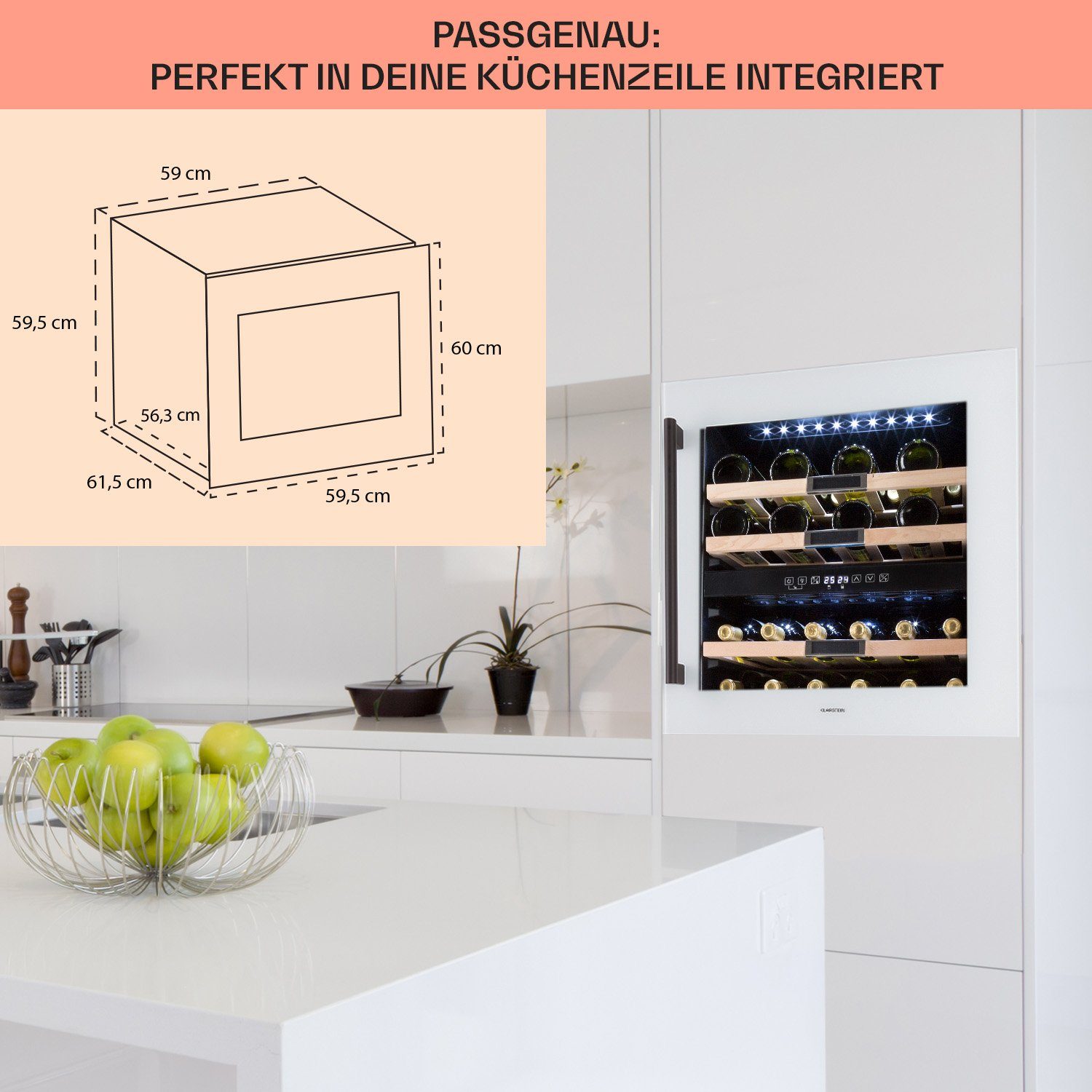Klarstein Weinkühlschrank Vinsider 36 Quartz Edition, für 36 Standardflaschen á 0,75l,Wein Flaschenkühlschrank Weintemperierschrank Weinschrank Kühlschrank
