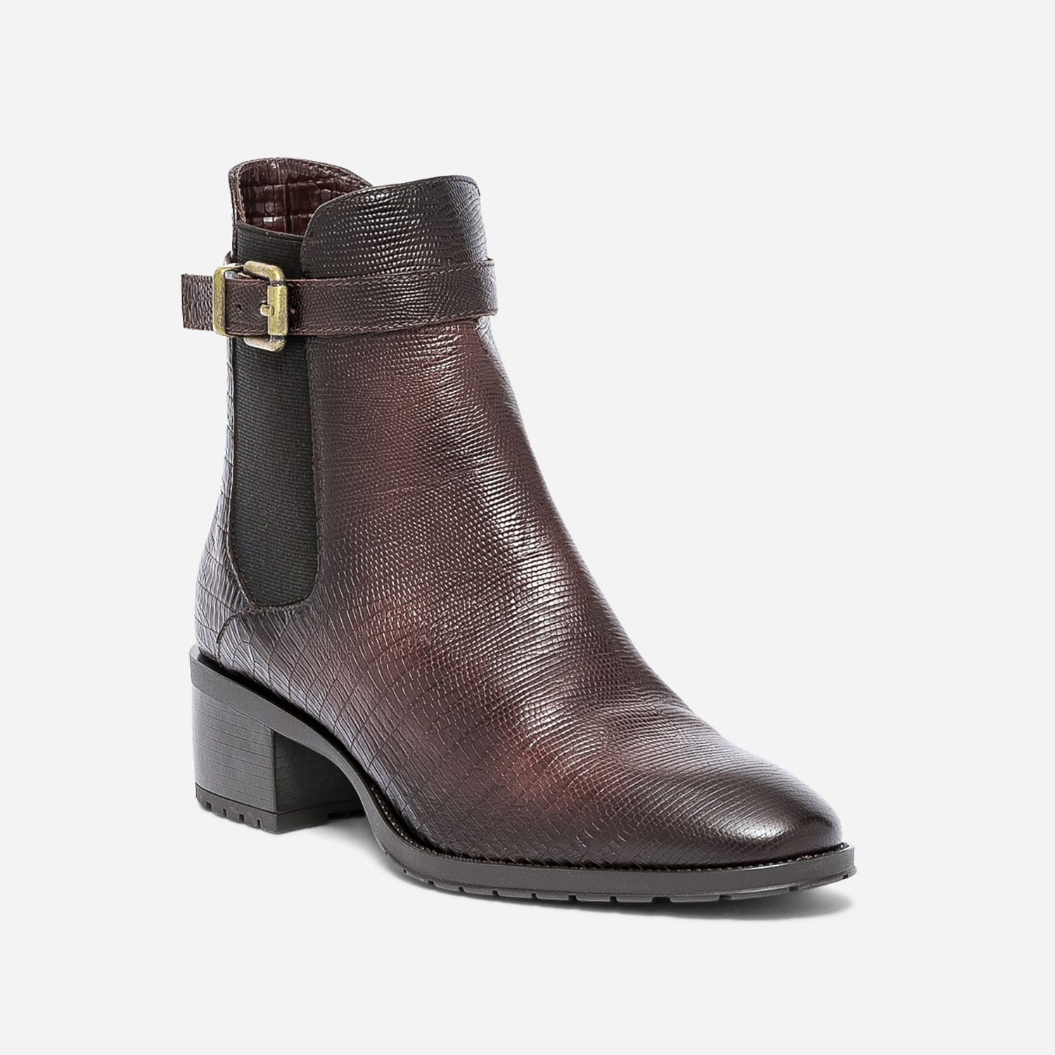 Boots marron en cuir éco-conçu embossé effet python