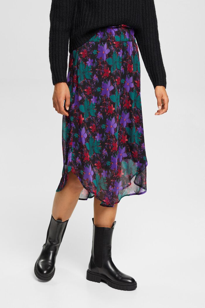 Gemusterter Midirock aus Chiffon