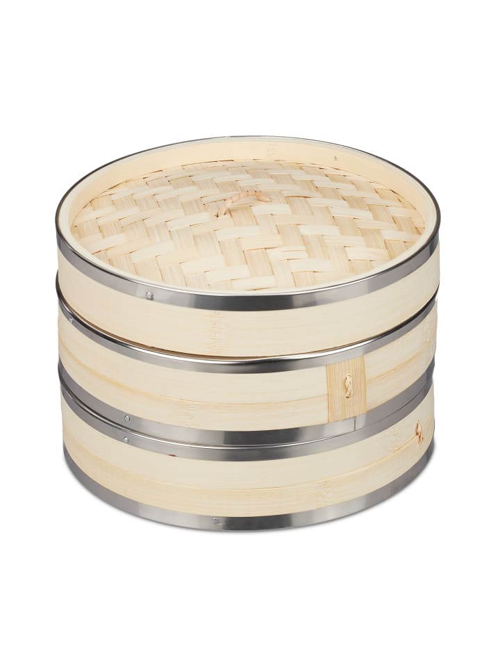 relaxdays Bambus-Dampfgarer in Natur - (H)15,5 x Ø 25,5 cm günstig kaufen onesize