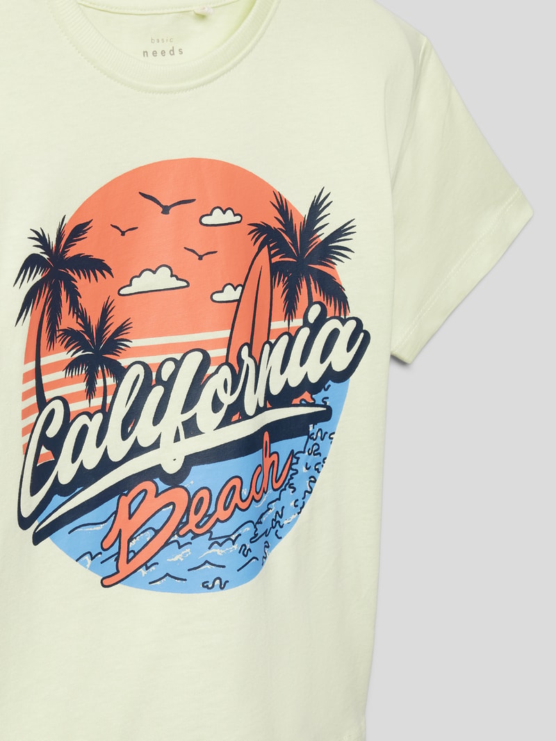 T-Shirt aus Baumwolle mit Motiv-Print Modell 'VAGNO' in weiß