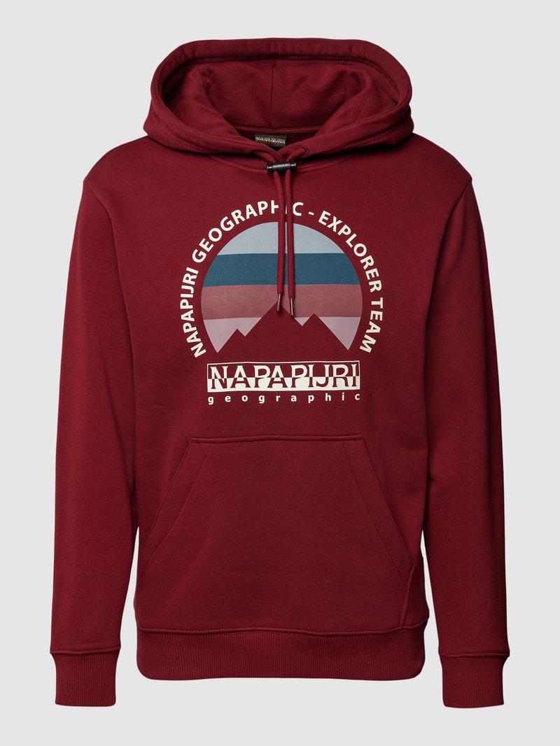 Hoodie mit Label-Print in dunkelrot