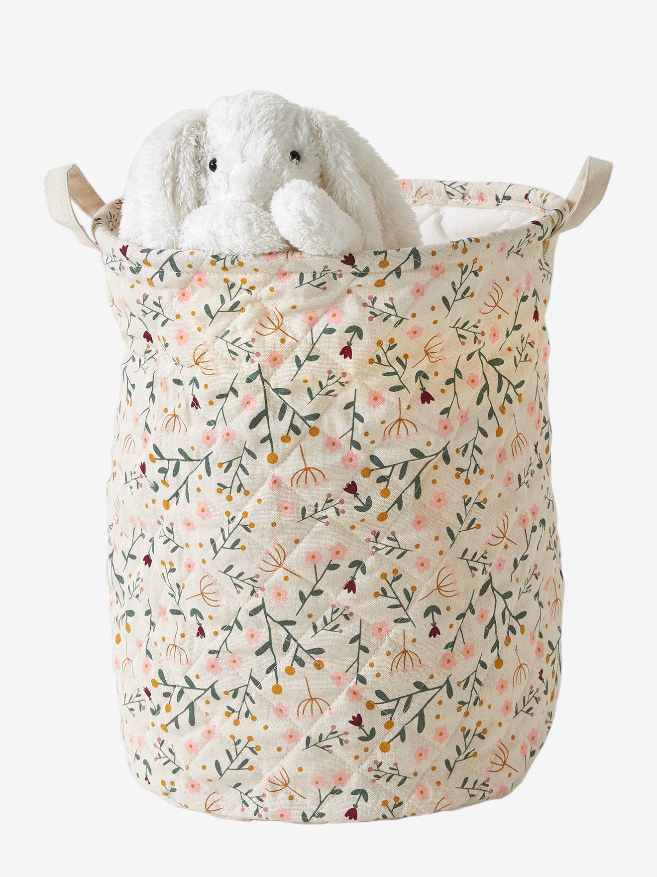 Panier matelassé FLEURETTES imprimé fleuri