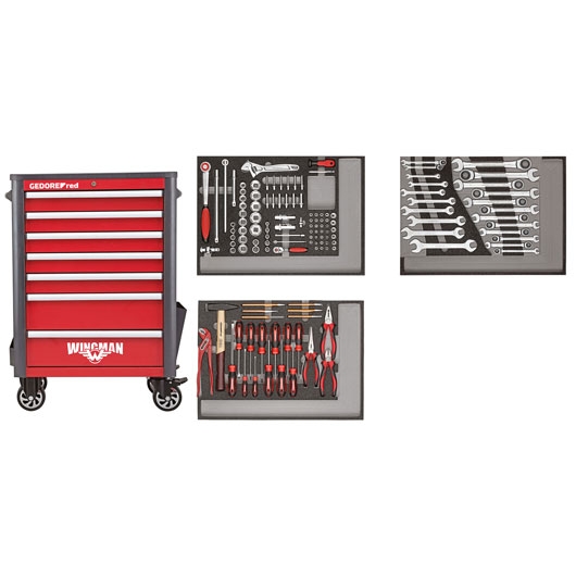 Gedore RED 3301694 R22071004 Werkzeugwagen WINGMAN 129-teilig