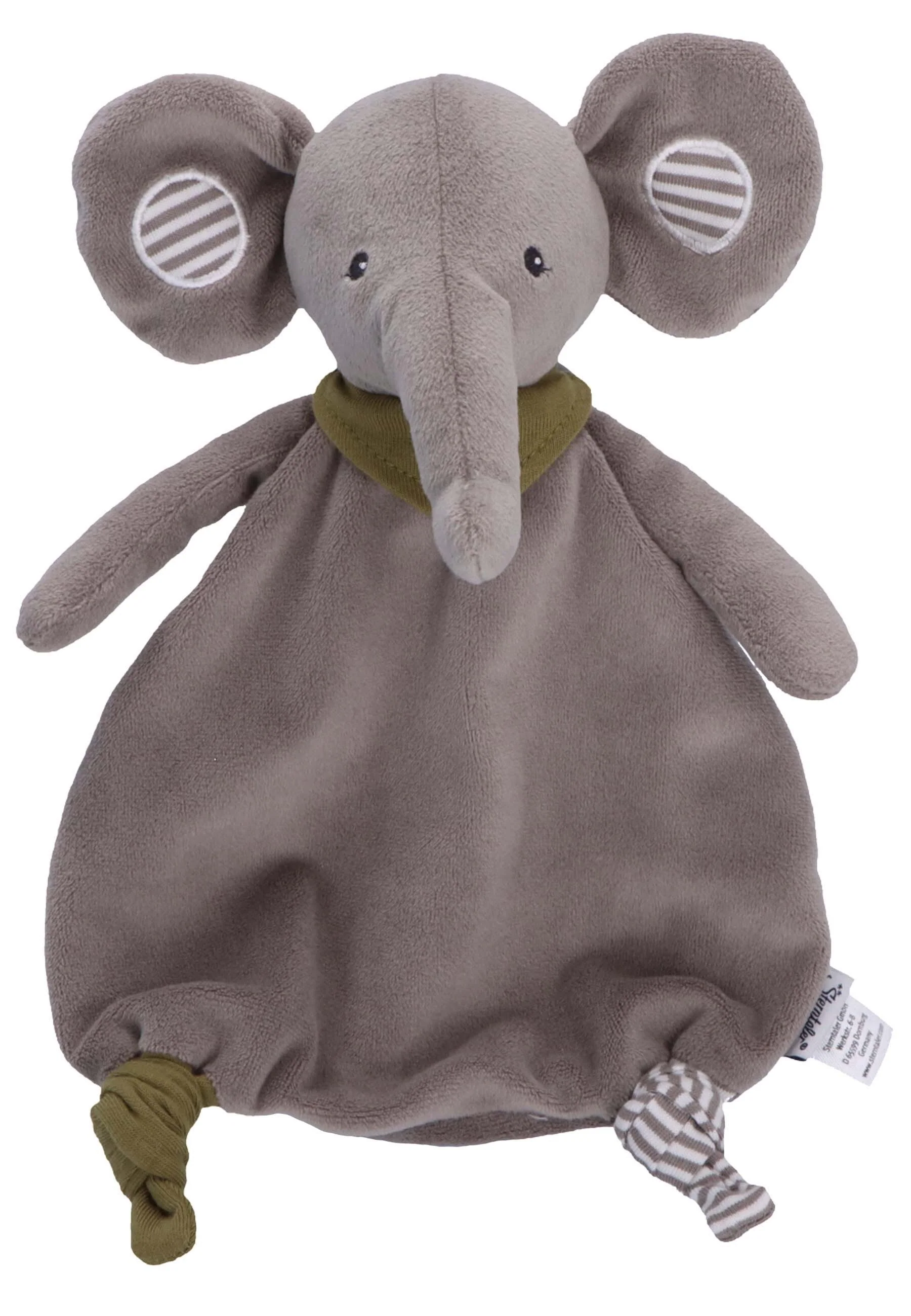 Schmusetuch Elefant Eddy in Grau mit Halstuch