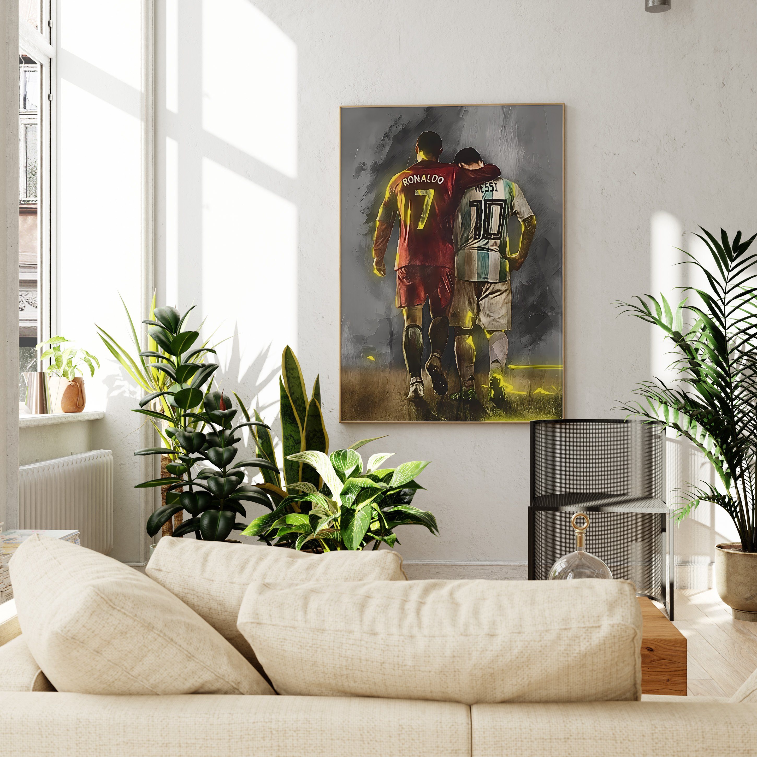 JUSTGOODMOOD Poster Premium ® Ronaldo & Messi Freunde Fußball Poster · ohne Rahmen