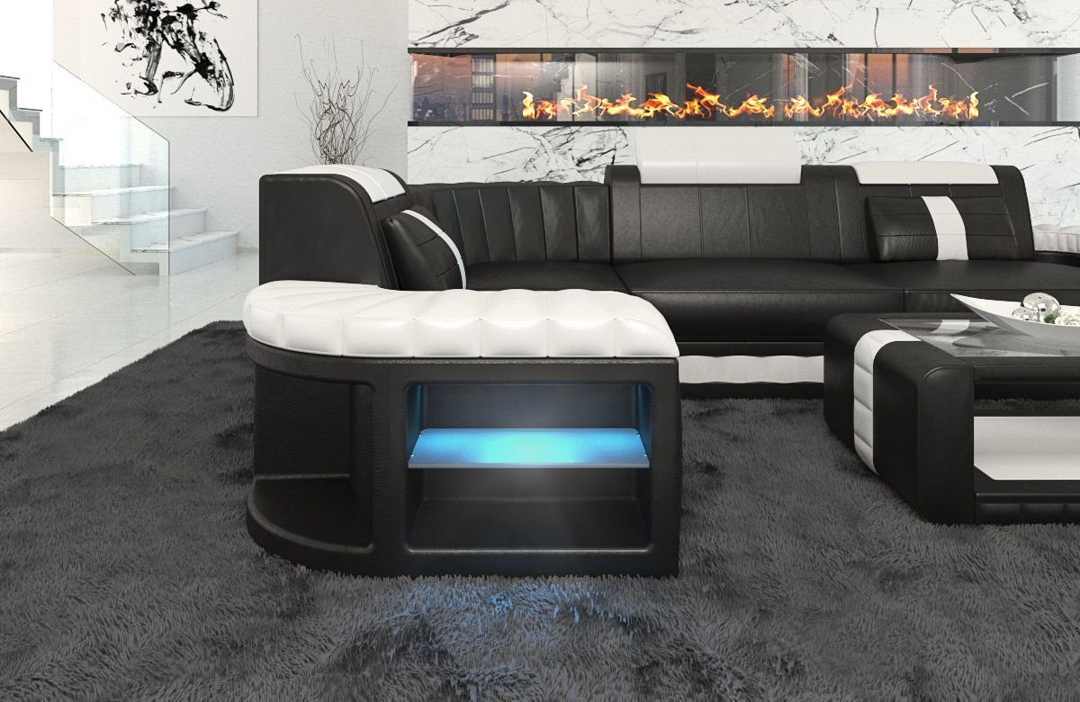 Sofa Dreams Ecksofa Ledercouch Ledersofa Bergamo L Form Leder Sofa, Couch, mit LED, wahlweise mit Bettfunktion als Schlafsofa, Designersofa