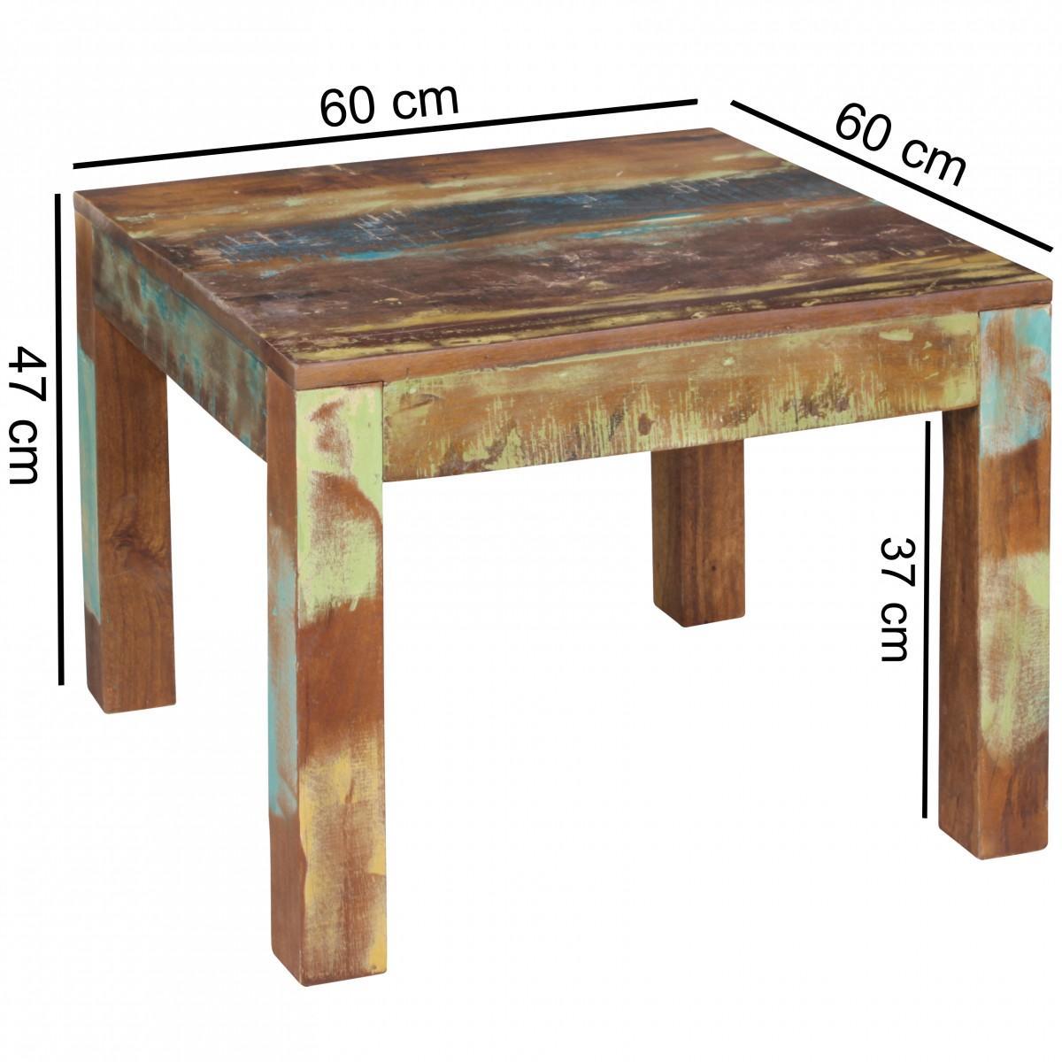 Wohnling Couchtisch 60 x 60 cm Recycling Vintage Massivholz