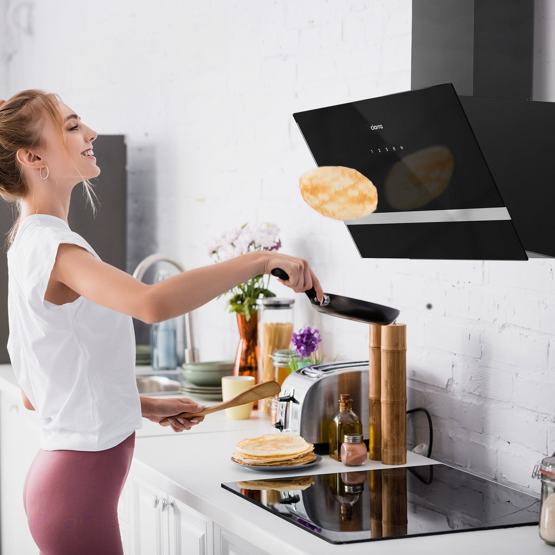 CIARRA Kopffreihaube VM6736HB, A+++ 650m³/h Dunstabzugshaube 60cm WIFI + APP & Touch Control BOOST