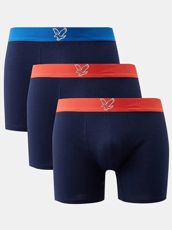 Lyle & Scott Trunks 3-Er Set in Dunkelblau mit mehrfarbigem Bund günstig kaufen