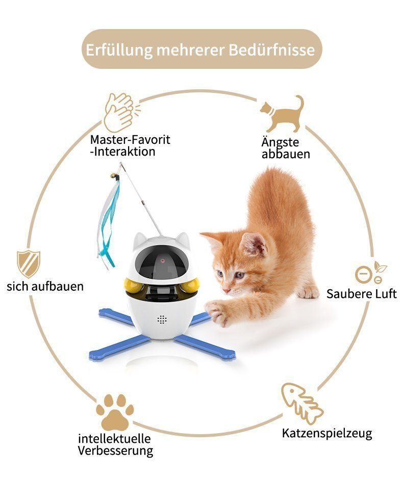 pochento Tier-Intelligenzspielzeug Katzenspielzeug, Elektrisches Katzenspielzeug, lustige KEatze, Infrarot mit Bewegungssensor, bequem und einfach, intelligent elektrisch abnehmbar, Infrarot-Umweltschutz und stabileres Haustier-Smart-Spielzeug Infrar