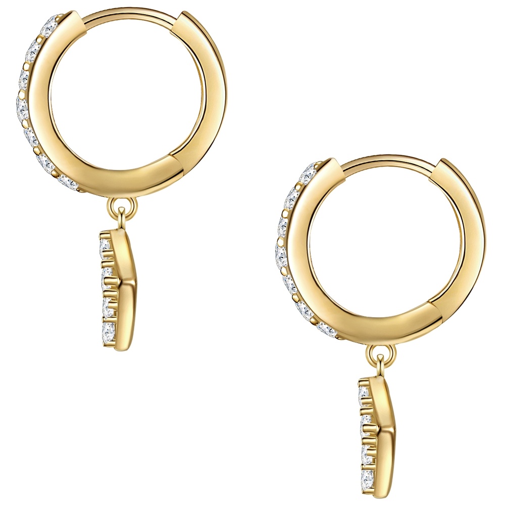 Glanzstücke München Créoles en argent Losange Argent sterling Oxyde de zirconium (CZ) en Or jaune Boucles d'oreilles