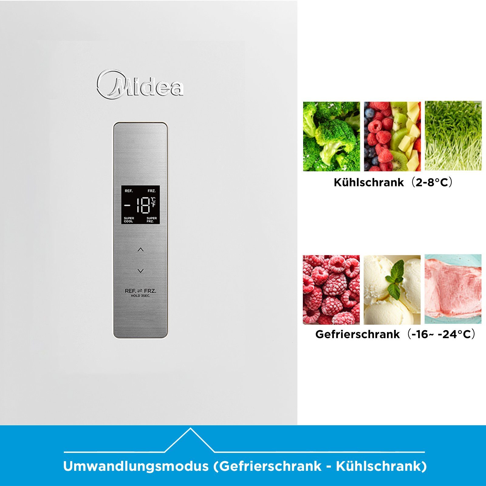 Midea Gefrierschrank MDRU333FZE01, 172.2 cm hoch, 59.5 cm breit, NoFrost