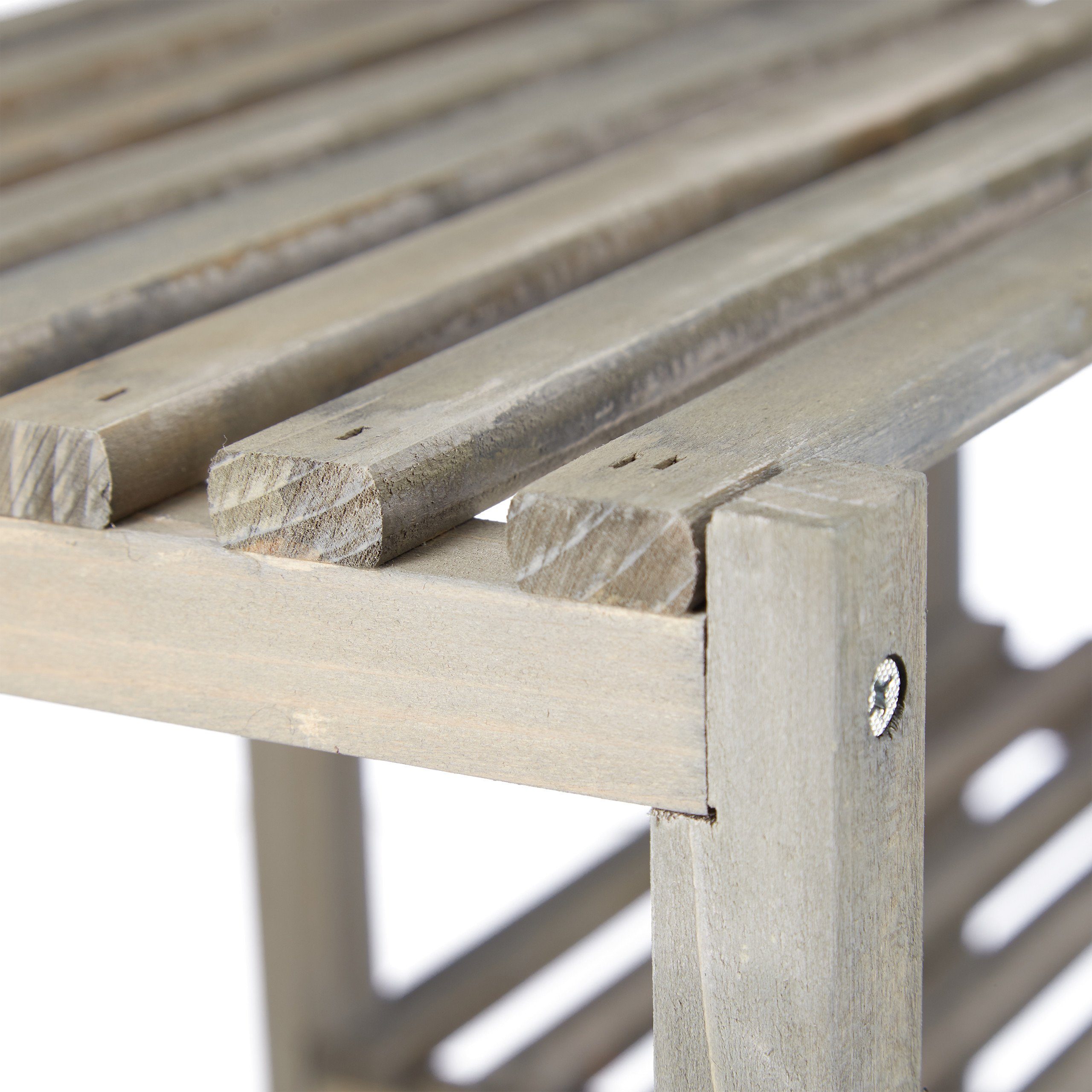 relaxdays Pflanzentreppe Graues Blumenregal aus Holz, M