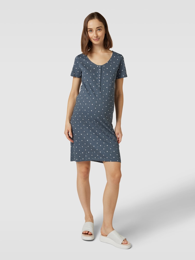 Knielanges Umstands-Kleid mit Motiv-Print Modell 'mira lea star' in bleu