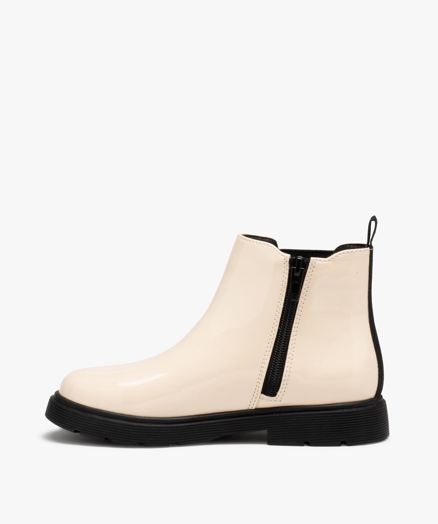 Boots fille unies dessus vernis à semelle crantée beige | GEMO