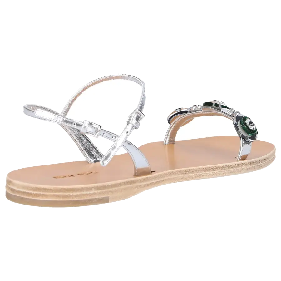 Miu Miu - Riemchensandalen Kalbsleder - silber