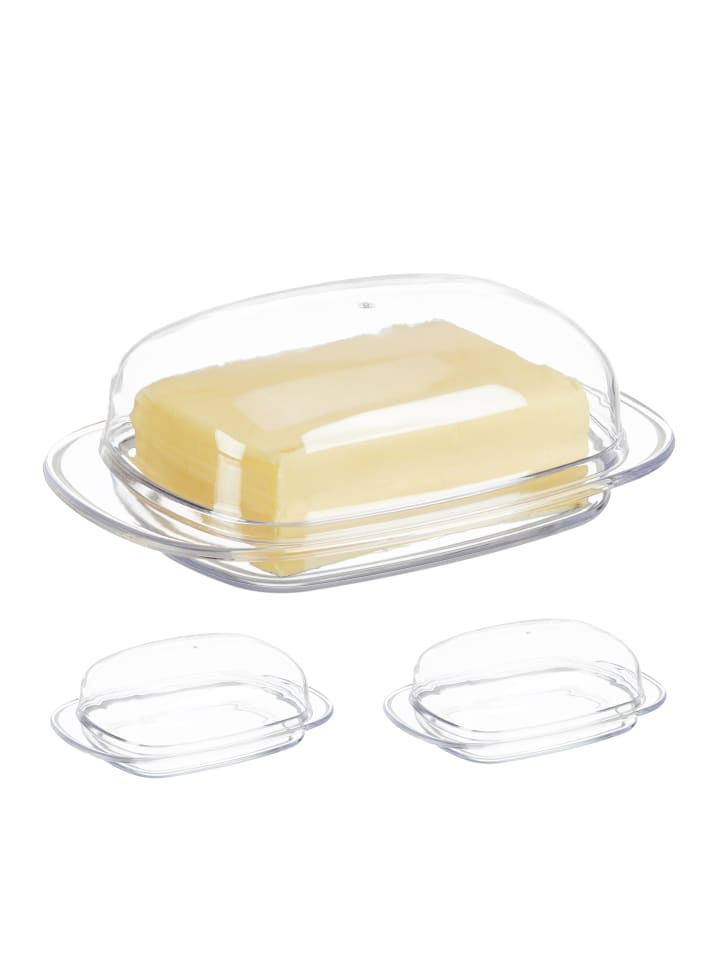 relaxdays 3 x Butterdose in Transparent - (B)18,5 x (H)6,5 x (T)12,5 cm günstig kaufen onesize