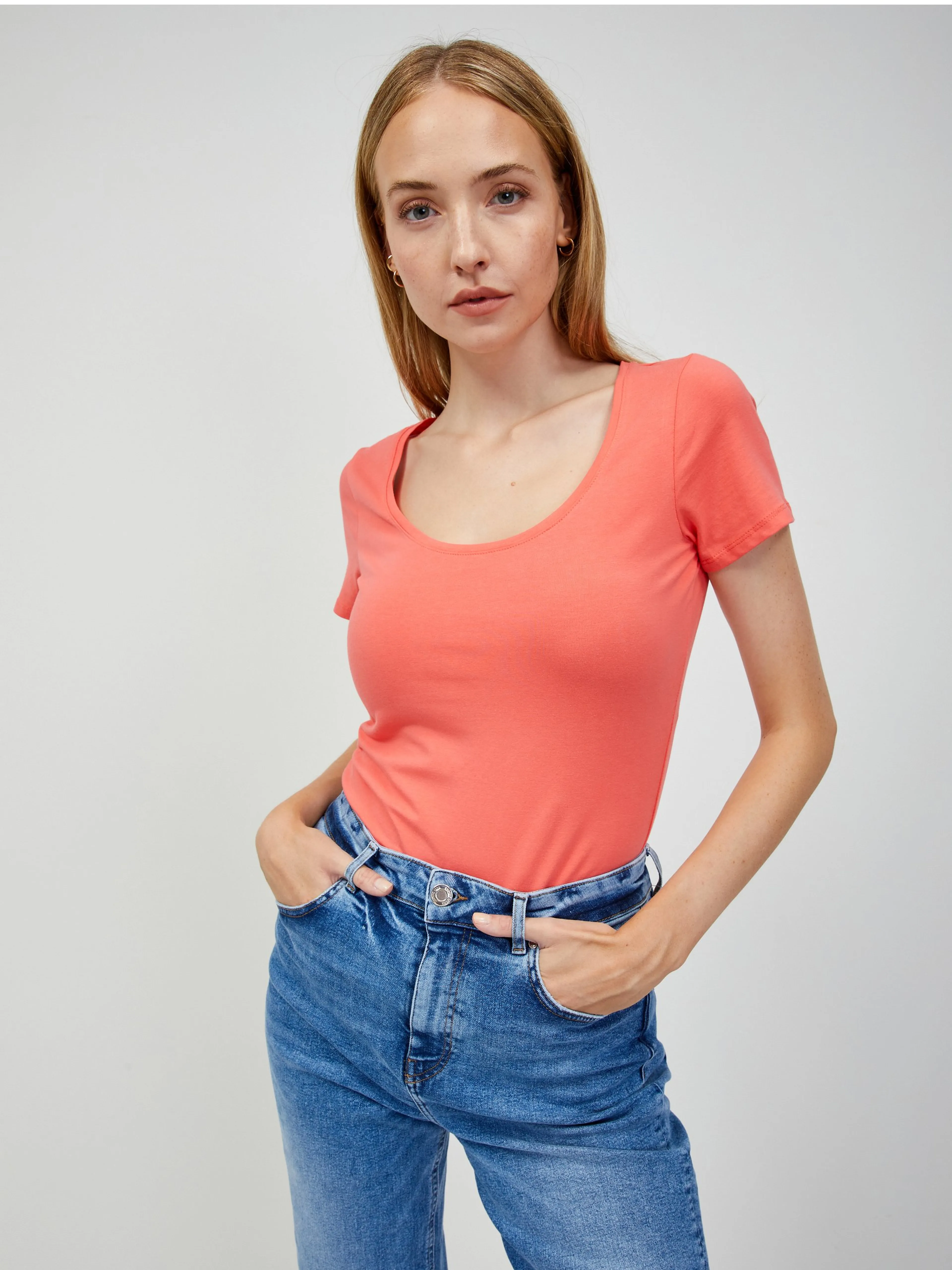 Orangefarbenes Basic T-Shirt ORSAY