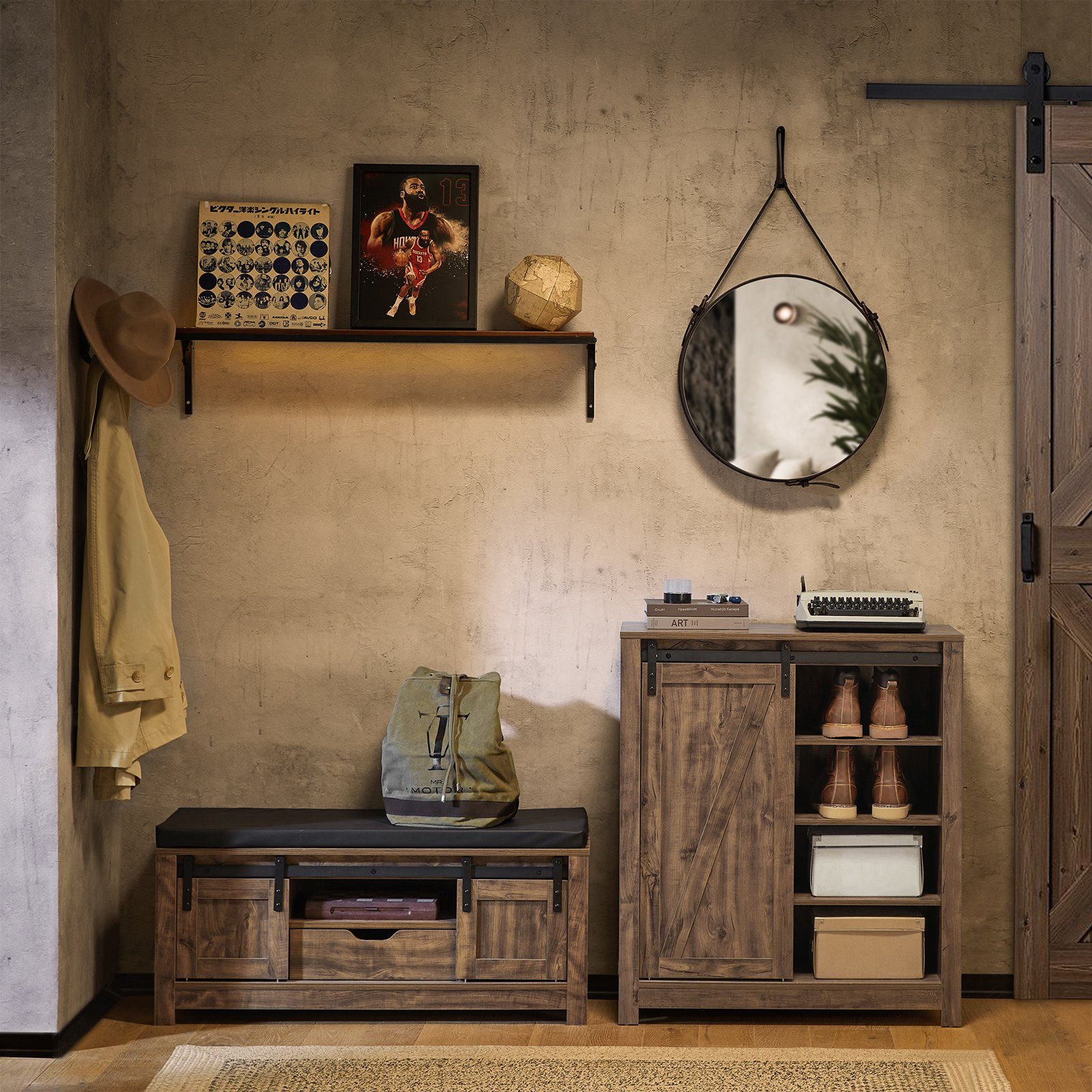 SoBuy Sideboard FSB59, mit Schiebetür Schuhschrank Küchenschrank Flurschrank Beistellschrank
